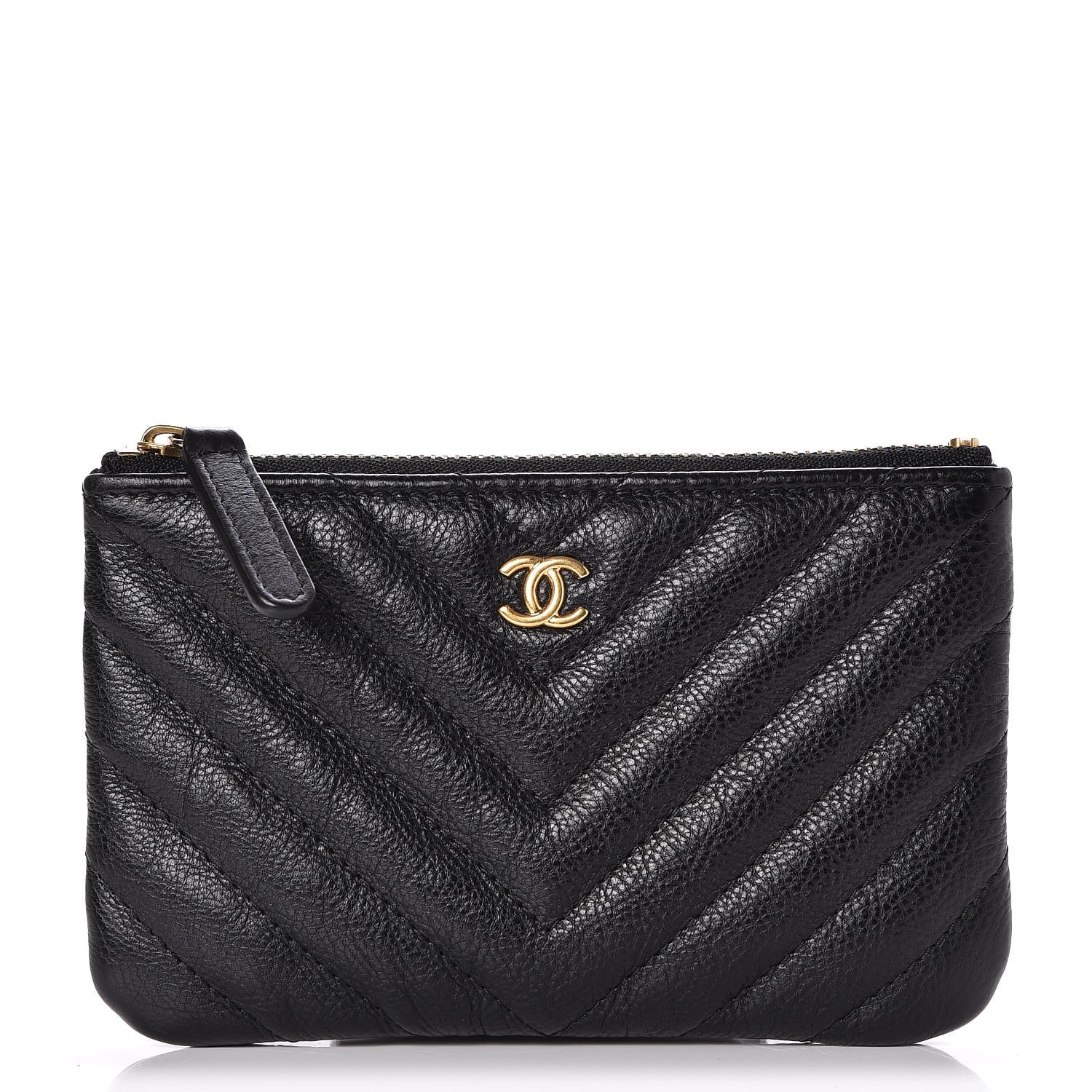 Chanel Calfskin Chevron Quilted Small Cosmetic Case Black 1 of 8
