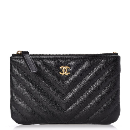 Chanel Calfskin Chevron Quilted Small Cosmetic Case Black 1 of 8