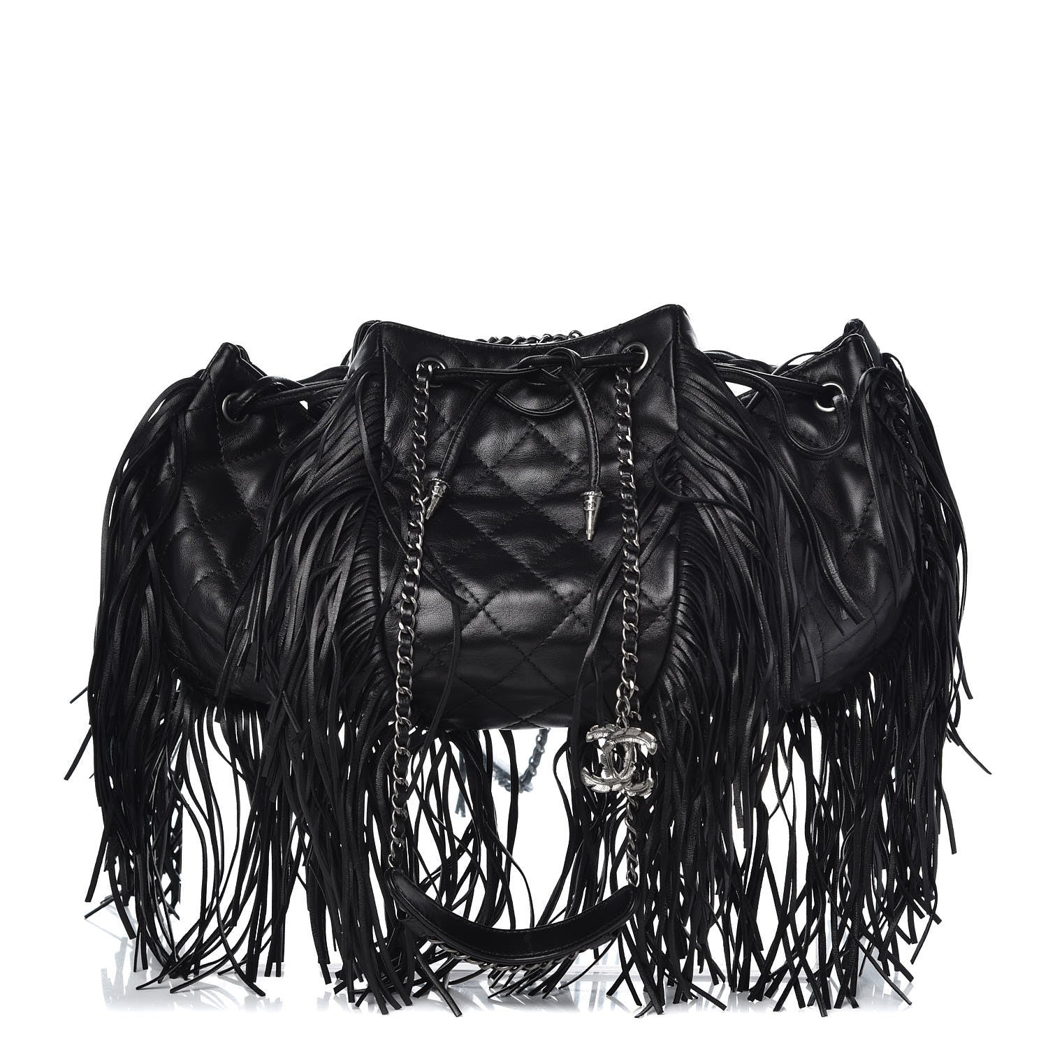 Chanel Lambskin Quilted Western Baluchon Fringe Bag Black 1 of 7