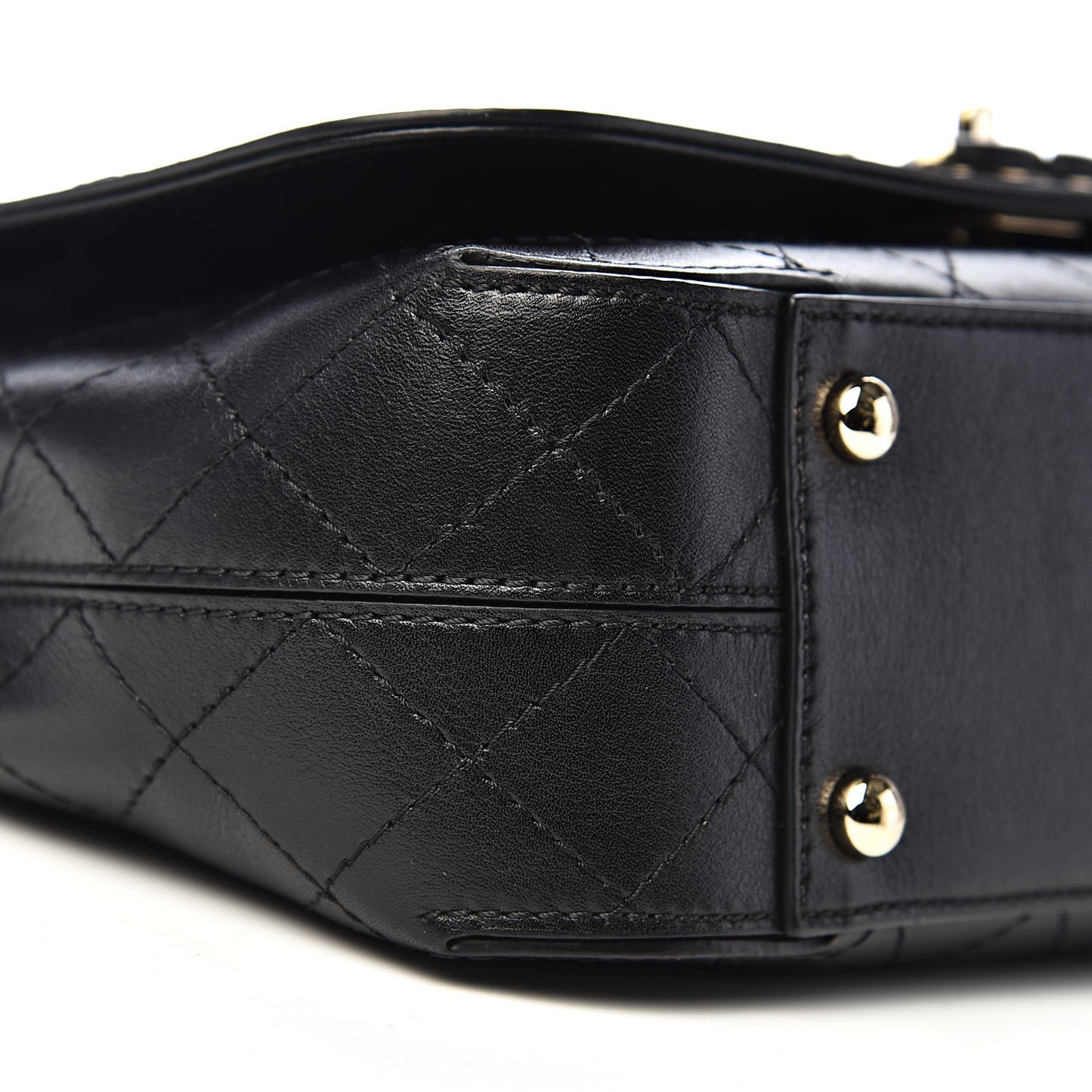 Calfskin Stitched Medium Covered CC Flap Bag Black