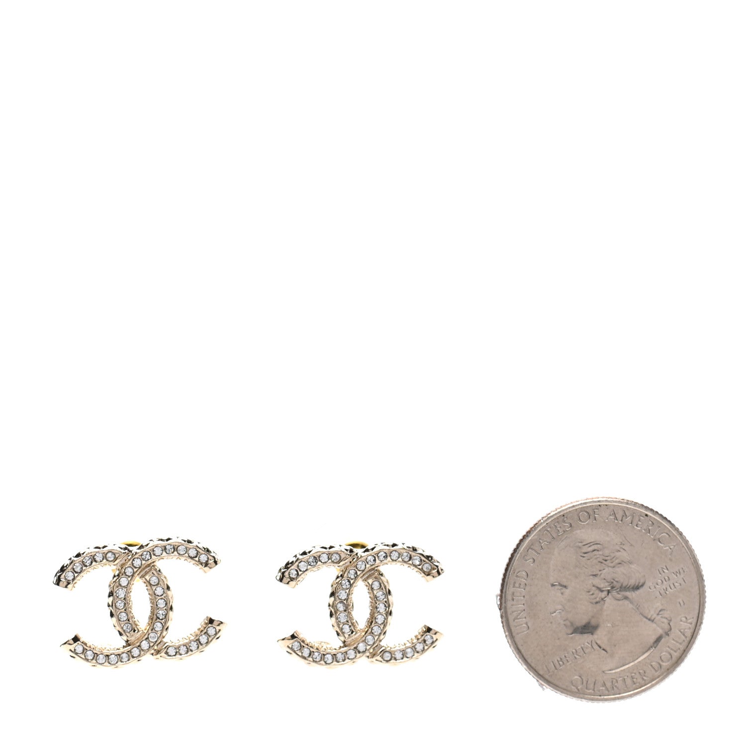 Chanel Crystal CC Earrings Gold 2 of 4