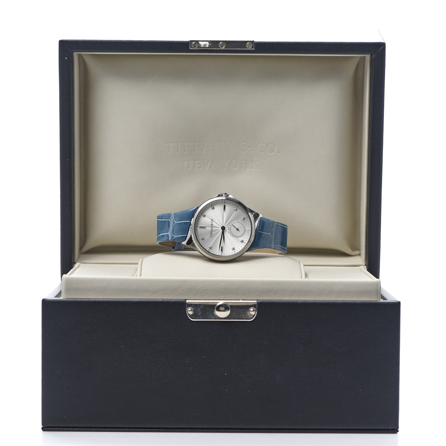 Stainless Steel Alligator Diamond 34mm Metro 3-Hand Quartz Watch