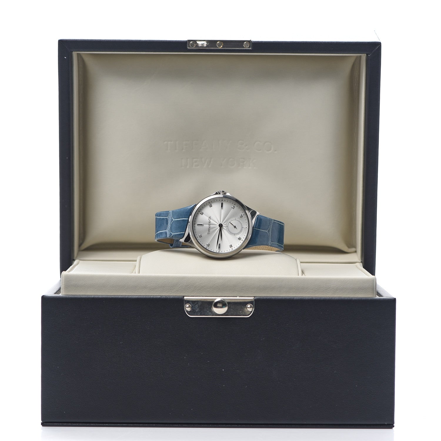 Tiffany Stainless Steel Alligator Diamond 34mm Metro 3-Hand Quartz Watch 5 of 5