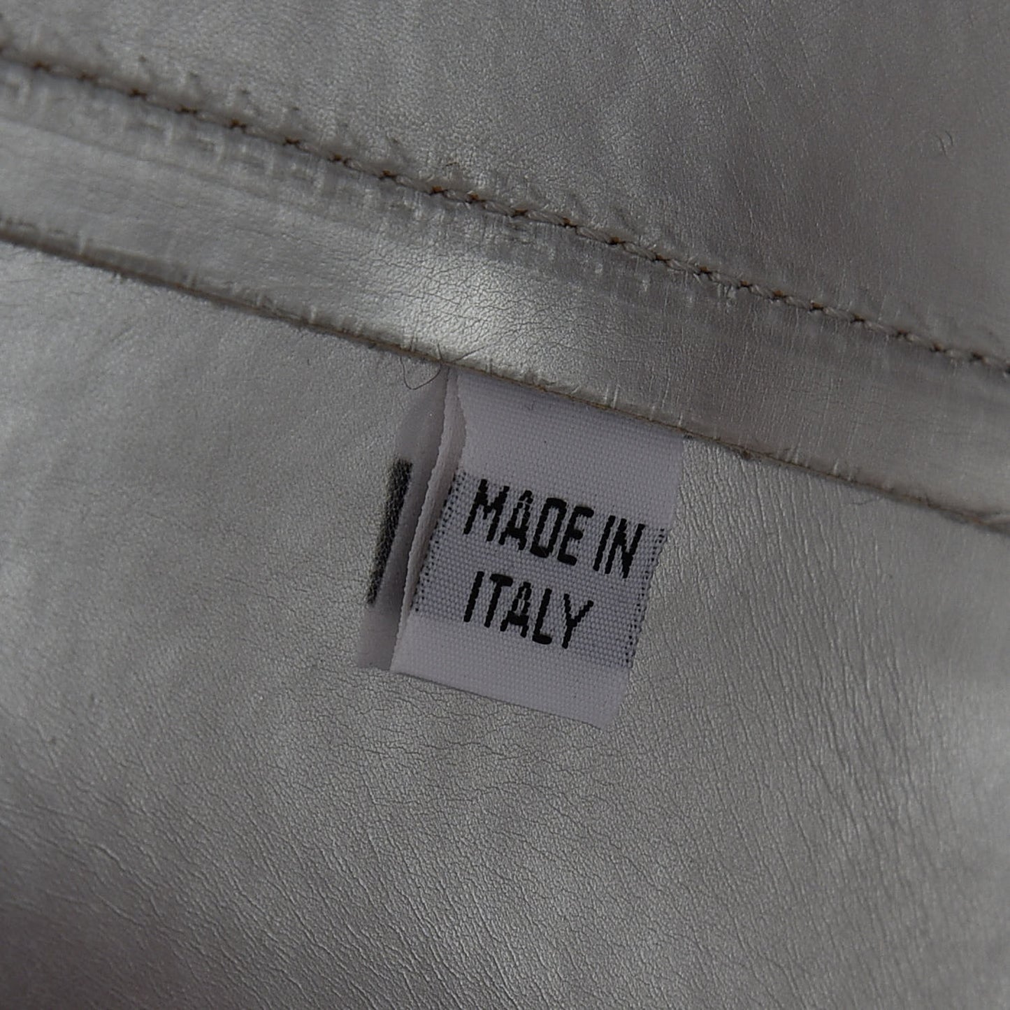 Metallic Saffiano Small Shopping Tote Silver