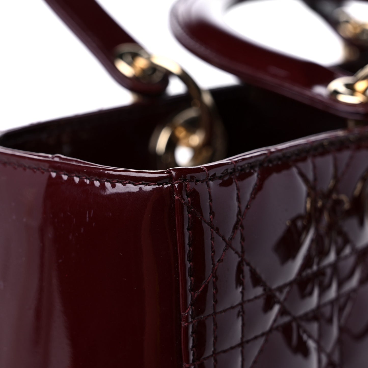 Patent Cannage Large Lady Dior Burgundy