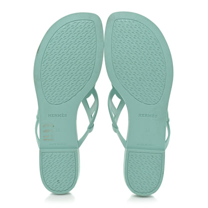 Hermes Rubber Womens Egerie Sandals 38 Vert Embrun 5 of 10