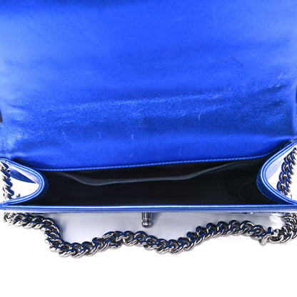 Chanel Metallic Patent Quilted Medium Boy Flap Blue 5 of 13