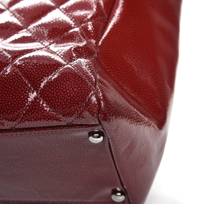 Chanel Patent Caviar Diamond Quilted Shine Small Reissue Tote Red 10 of 11