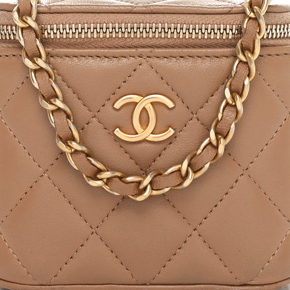 Chanel Lambskin Quilted Metal Mini Top Handle Vanity Case With Chain Beige 9 of 11