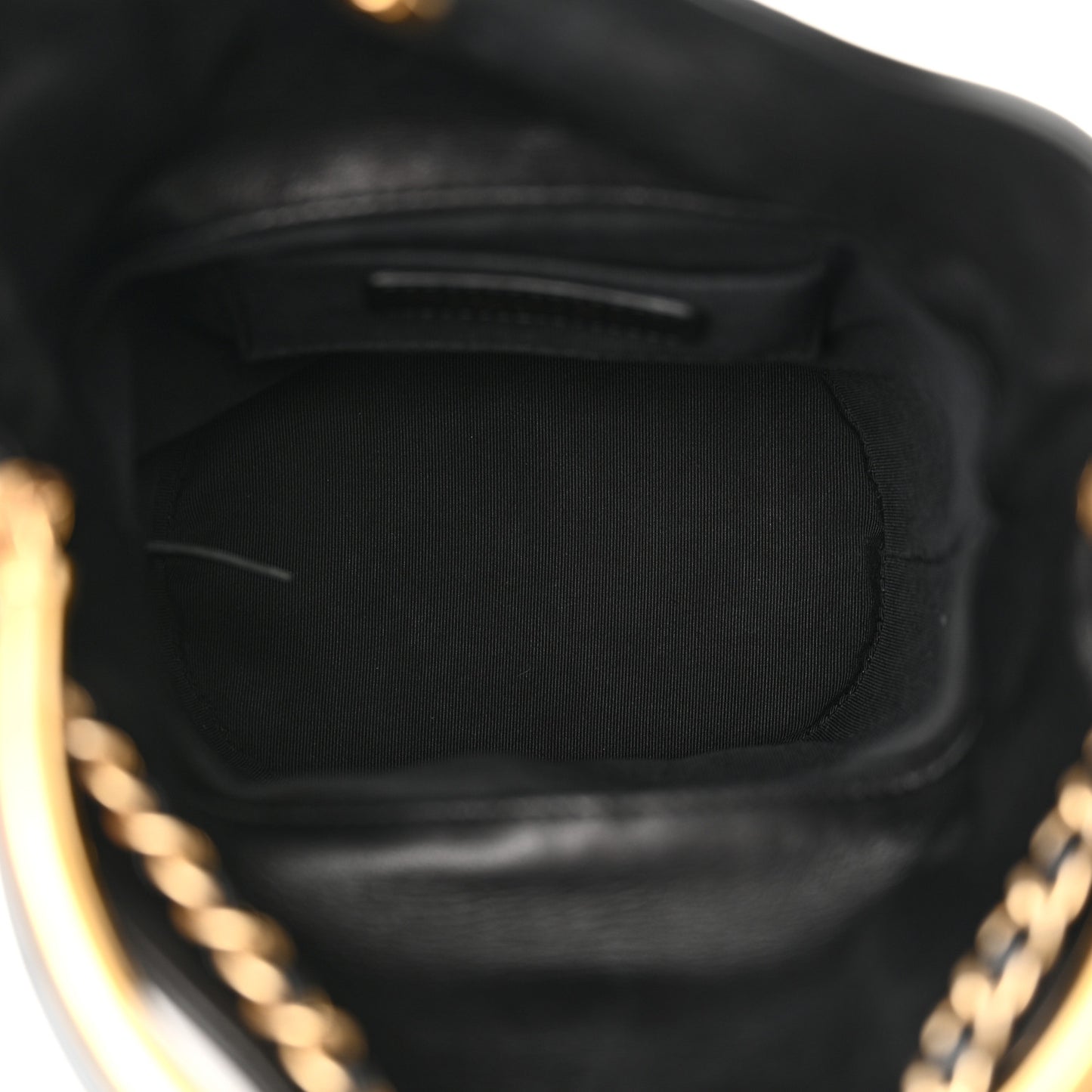 Lambskin Chevron Quilted Handle With Chic Bucket Bag Black