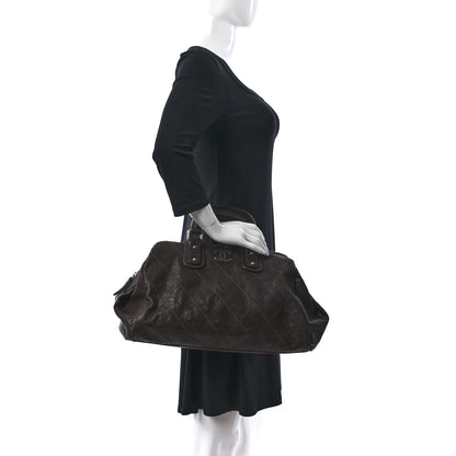 Chanel Caviar Quilted Bowler Tote Brown 2 of 9