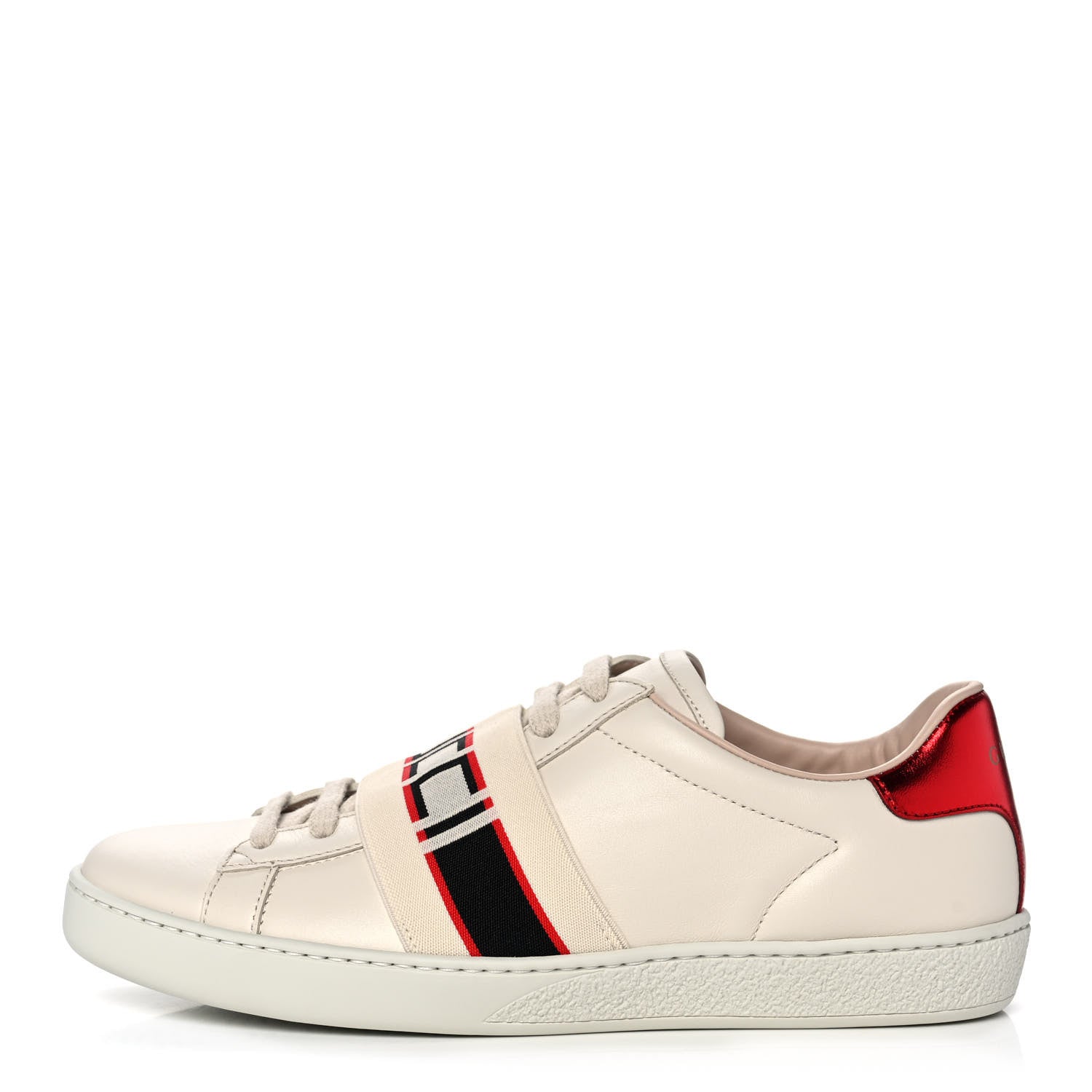 Gucci Calfskin Stripe Womens New Ace Sneakers 37 New Mystic White Ecru Red Flame 1 of 10