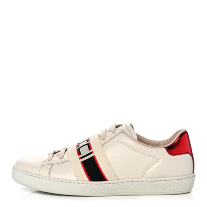 Gucci Calfskin Stripe Womens New Ace Sneakers 37 New Mystic White Ecru Red Flame 1 of 10