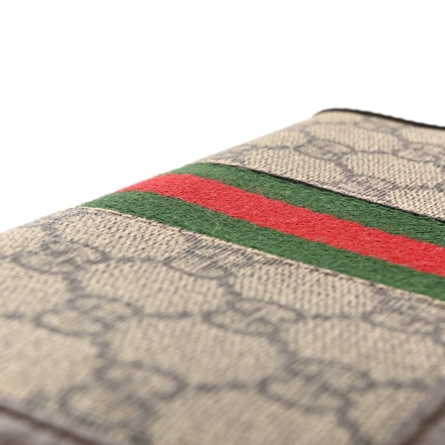 GG Supreme Monogram Web Ophidia Zip Around Wallet Brown