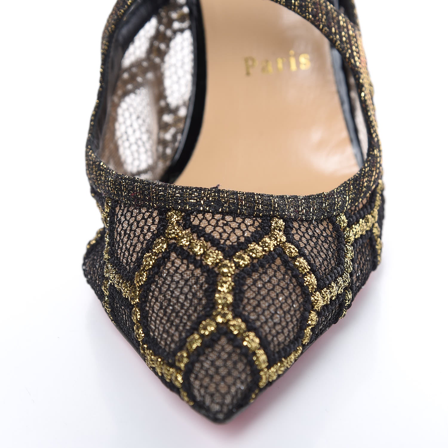 Christian Louboutin Lace Twistissima 100 Pumps 41 Black Gold 10 of 11