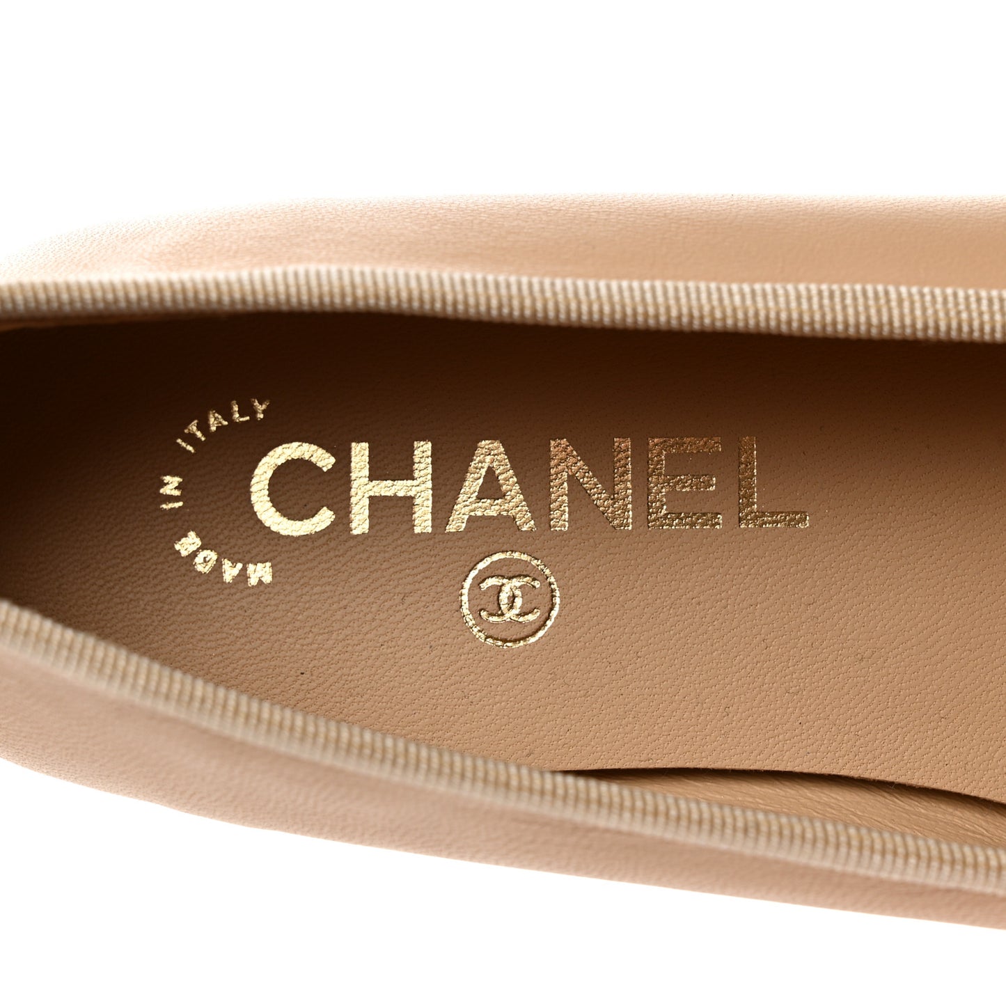 Lambskin Cap Toe CC Ballerina Flats 38 Beige Black