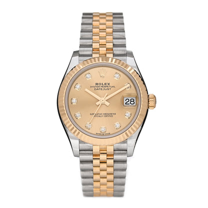 Rolex Stainless Steel 18K Yellow Gold Diamond 31mm Oyster Perpetual Datejust Watch Champagne 278273 1 of 5