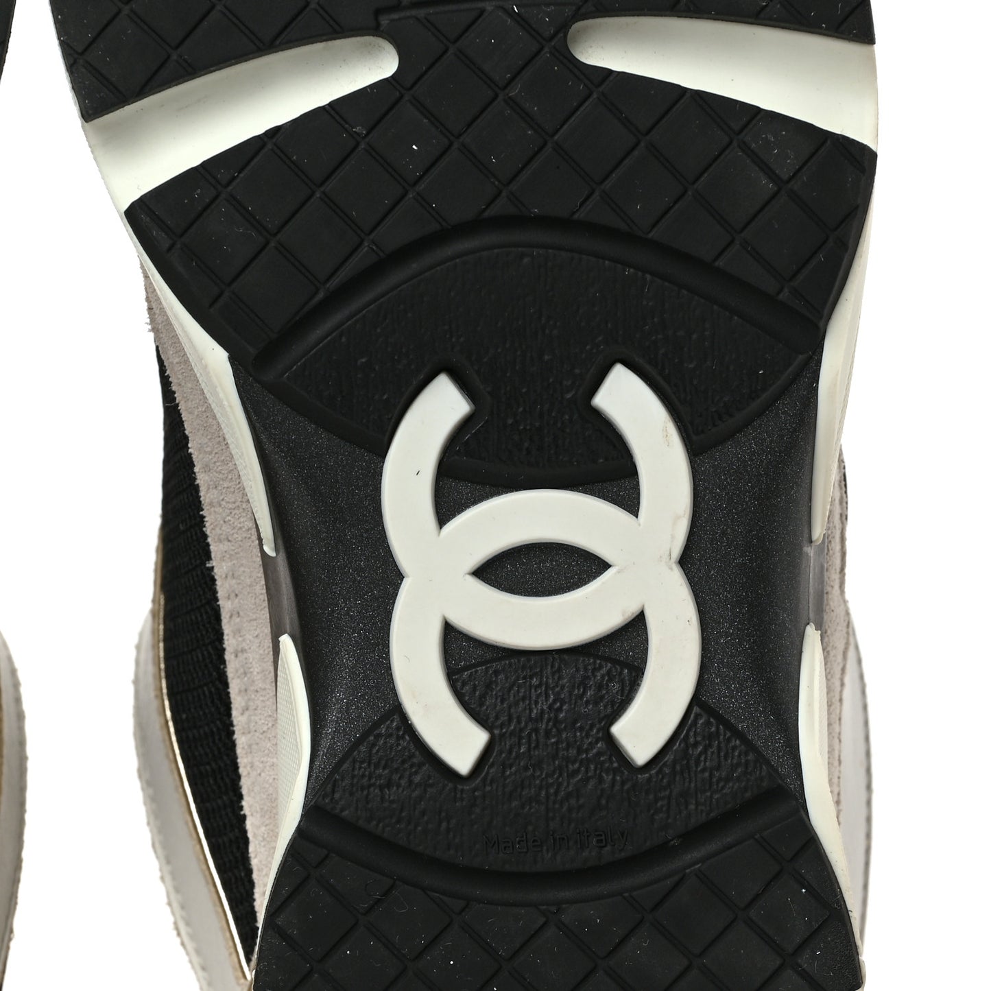 Mesh Suede Calfskin Womens CC Sneakers 39 White Black Beige Gold