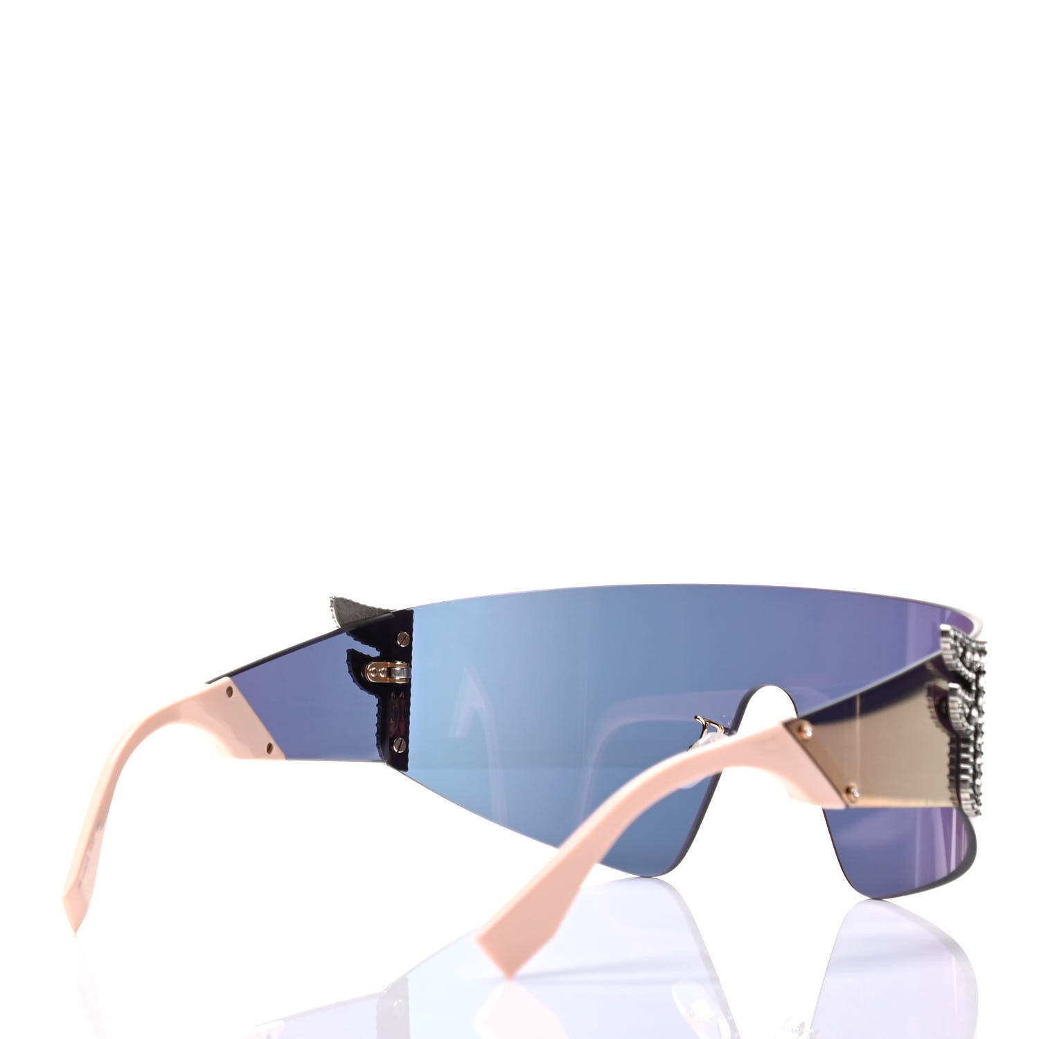 Fendi Mirrored Crystal Embellished FFreedom Shield Sunglasses FF 0382/S Pink 4 of 7