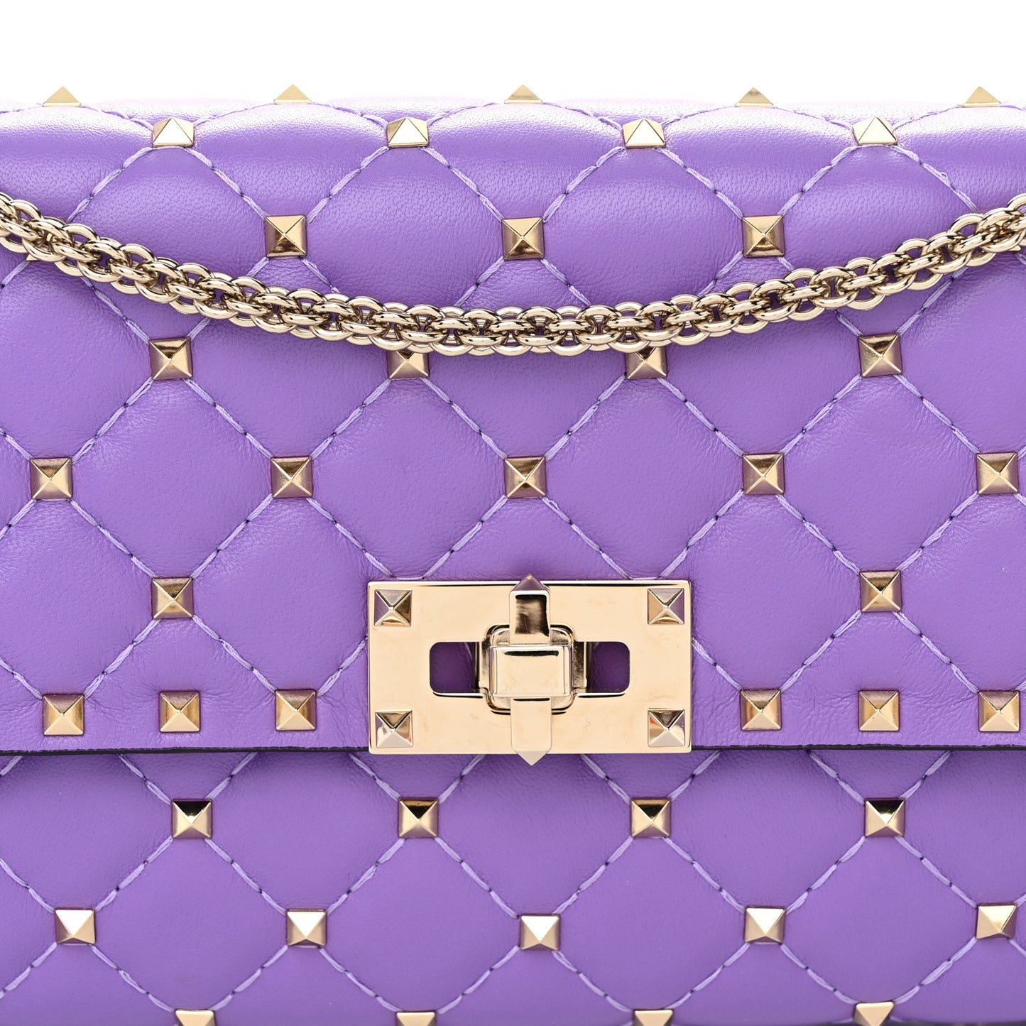 Nappa Rockstud Spike Wallet on Chain Purple