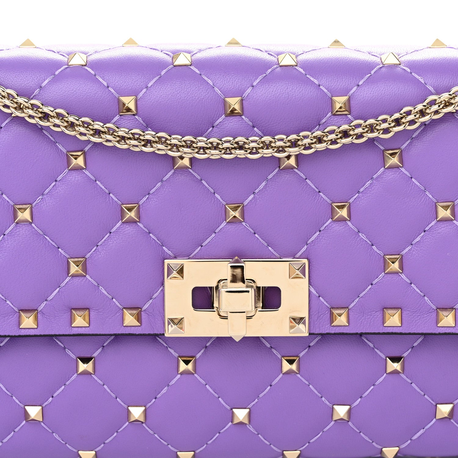 Valentino Garavani Nappa Rockstud Spike Wallet on Chain Purple 7 of 10