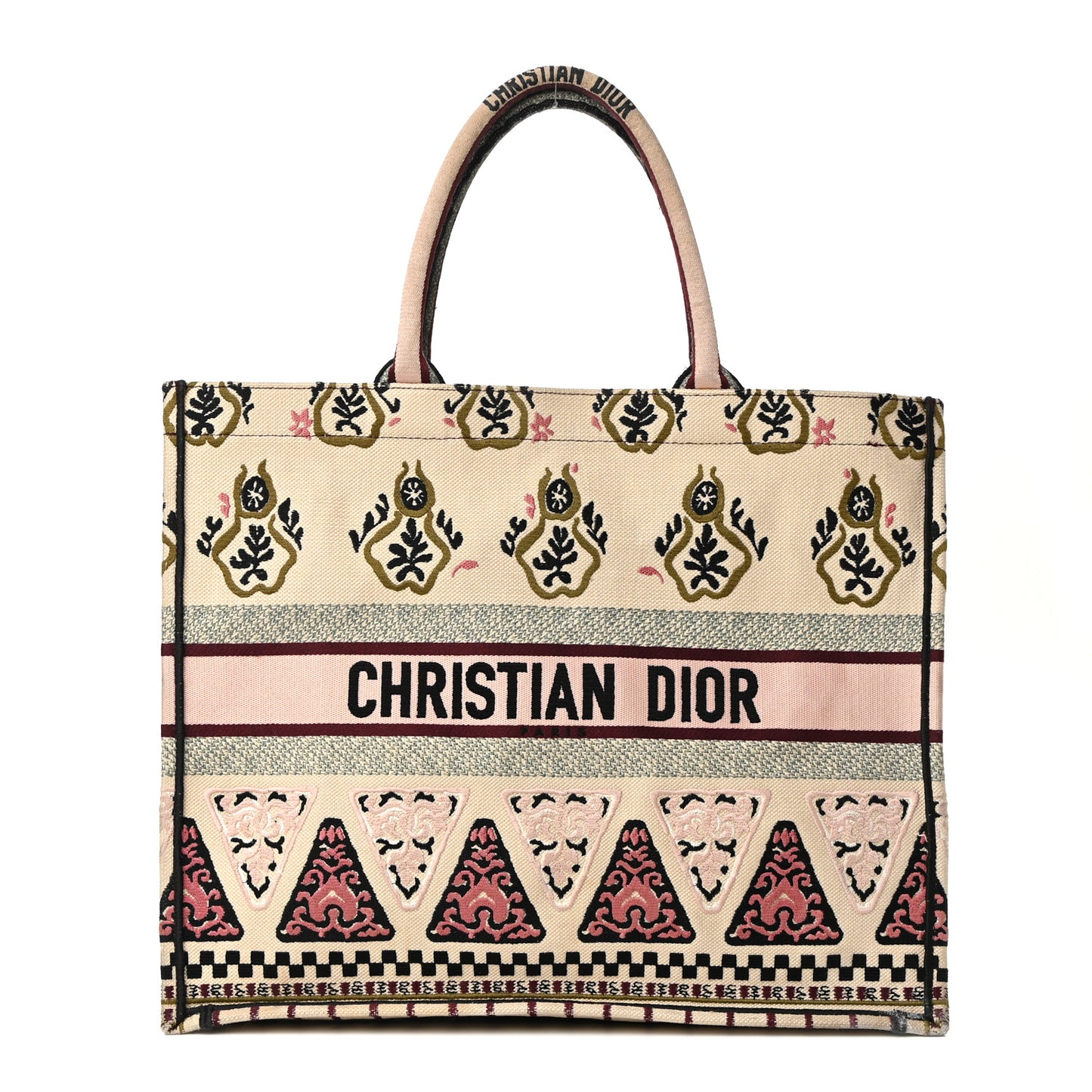 Canvas Embroidered Geometric Book Tote Multicolor