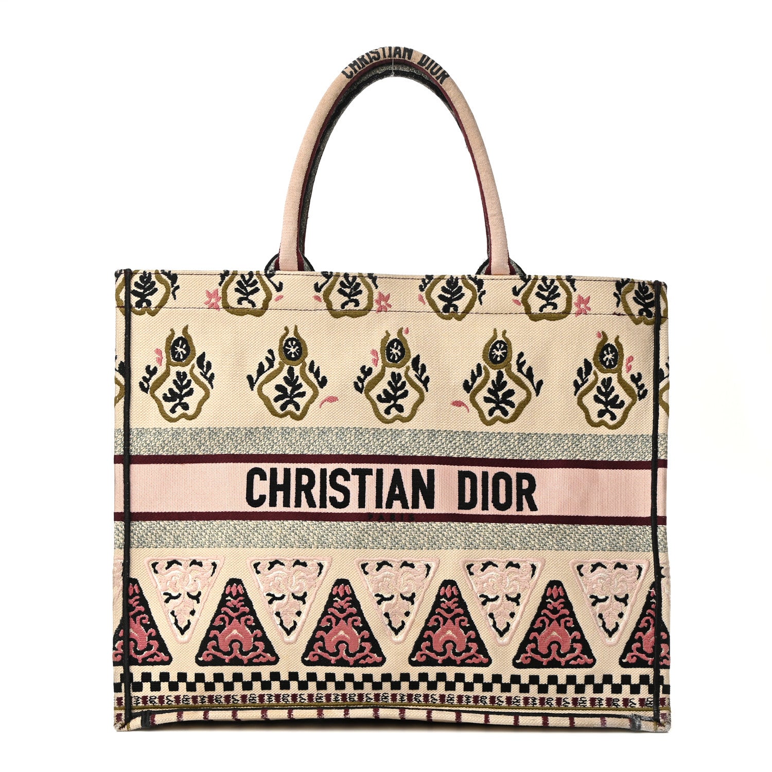 Christian Dior Canvas Embroidered Geometric Book Tote Multicolor 1 of 13