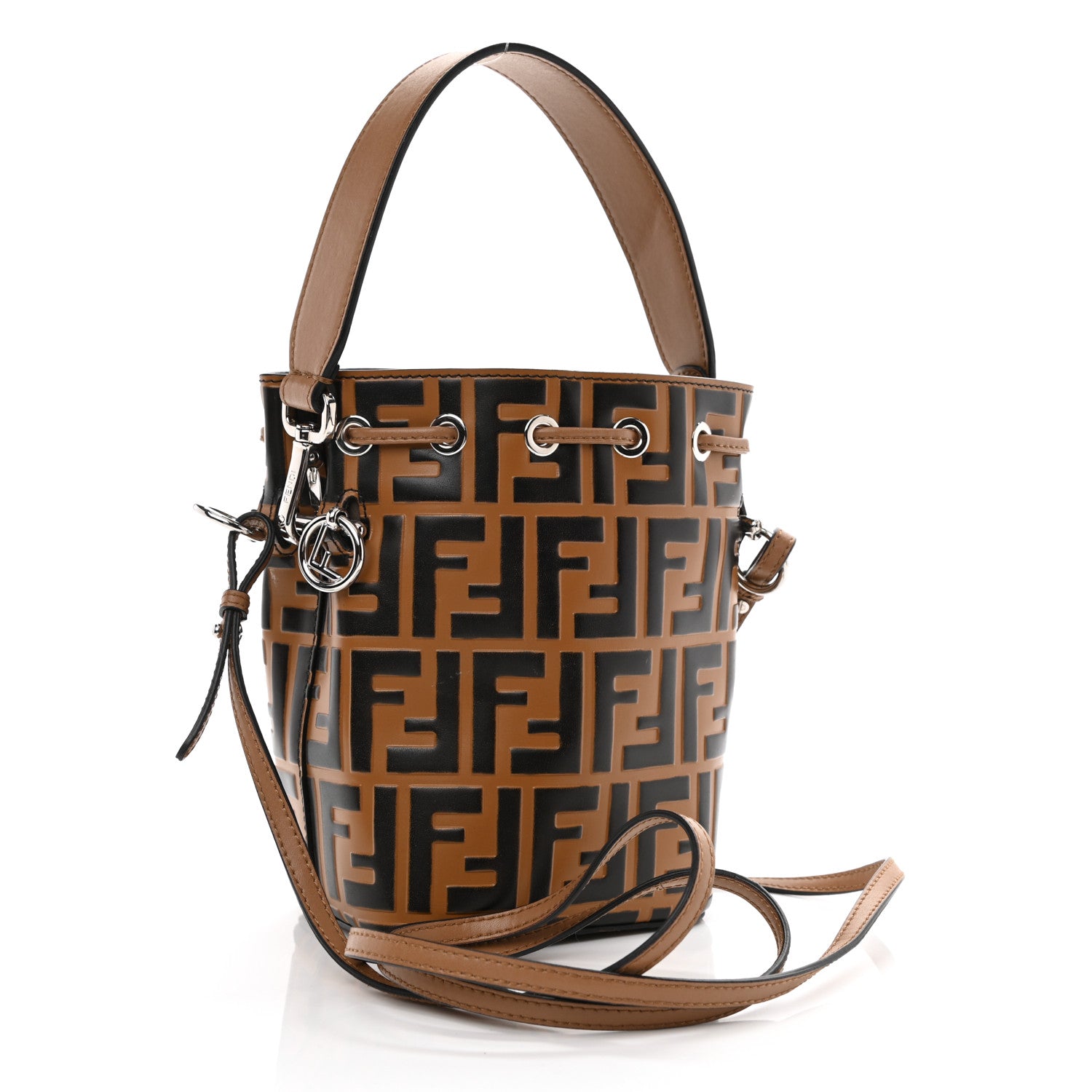 Fendi Vitello Liberty F is Fendi FF Embossed Mini Mon Tresor Bucket Bag Tobacco Black 3 of 8