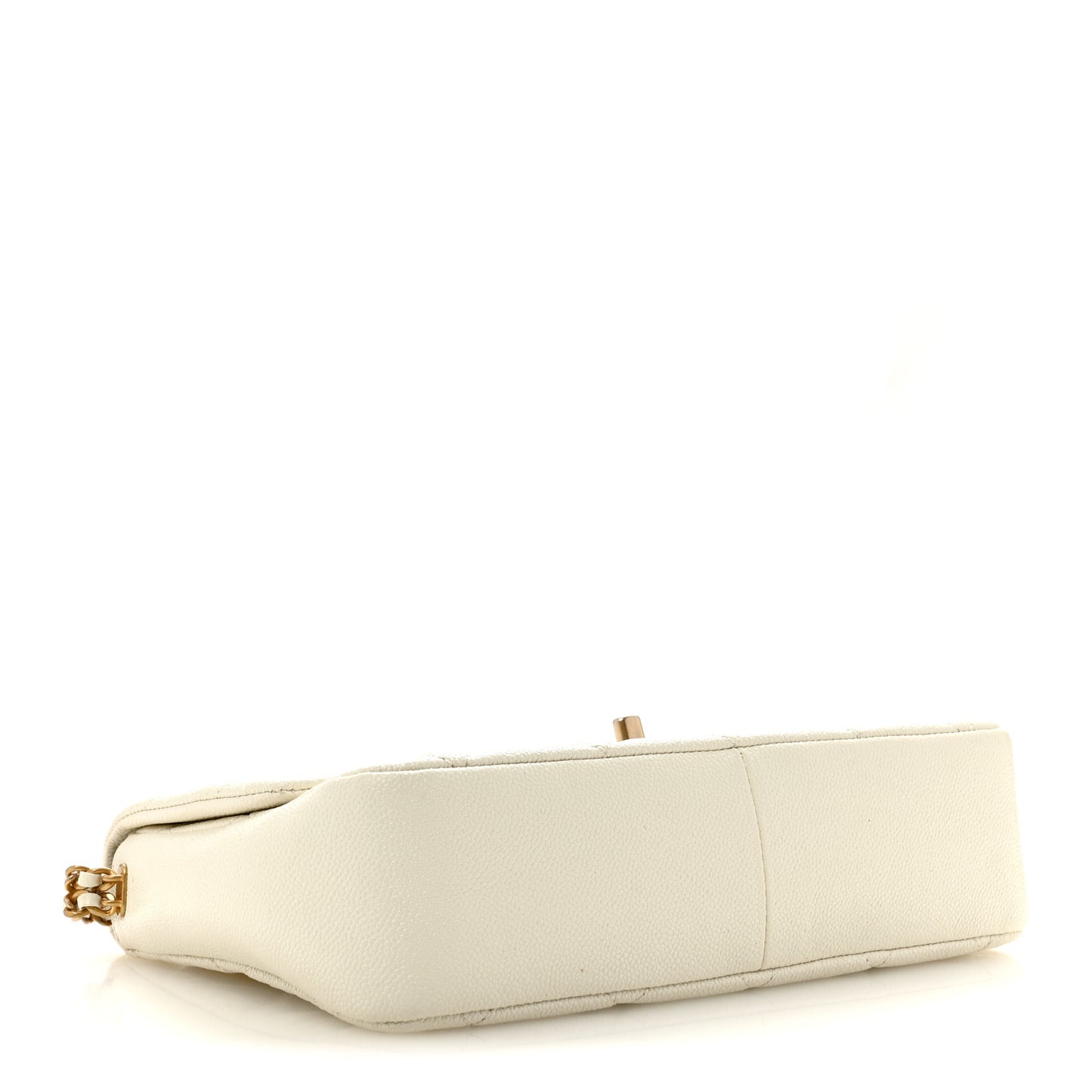 Shiny Caviar Quilted Large Chain Melody Flap White
