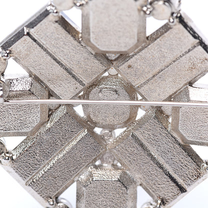 Chanel Swarovski Crystal Baguette Large CC Brooch Silver Gold 4 of 5