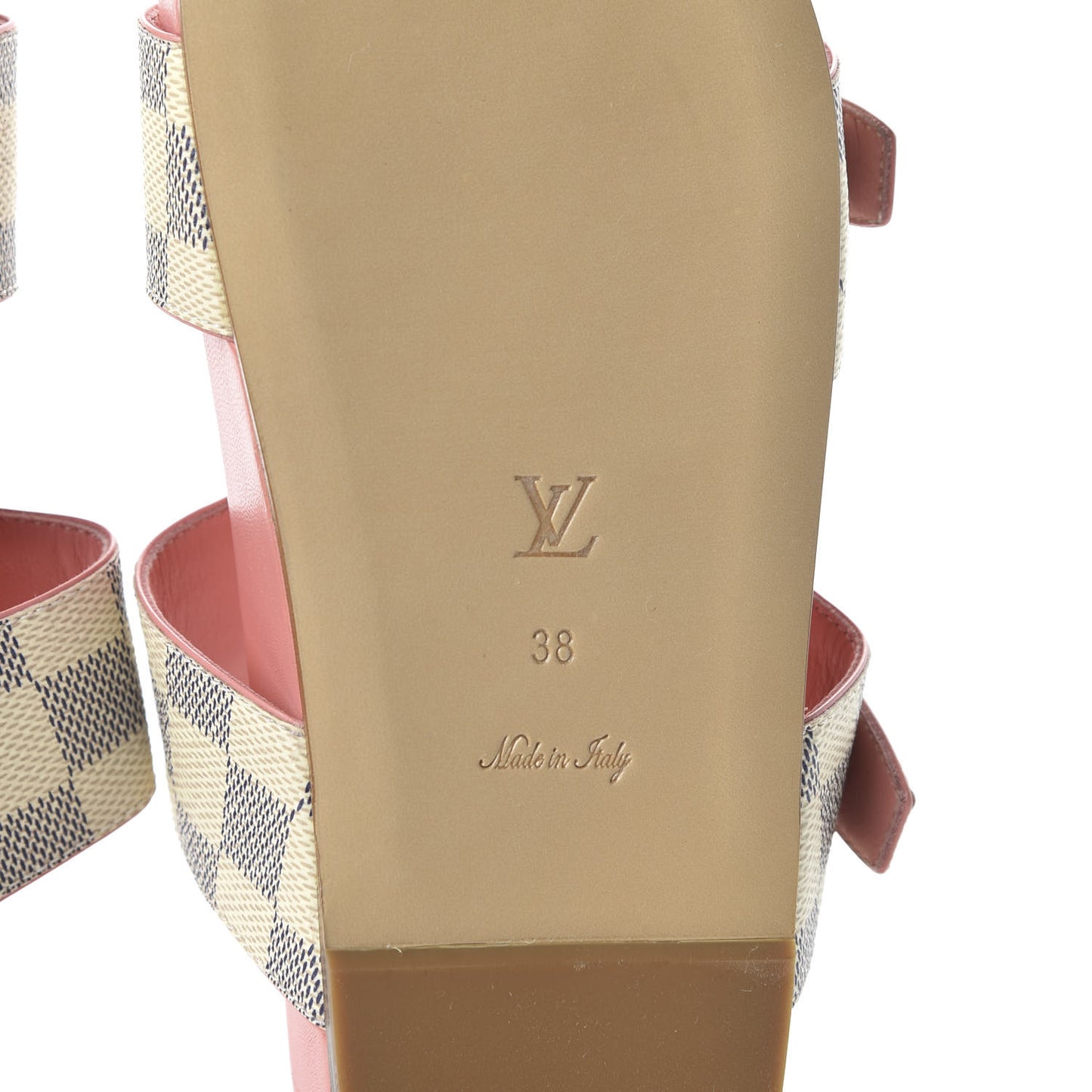 Damier Azur Bom Dia Flat Mules 38 Rose Clair