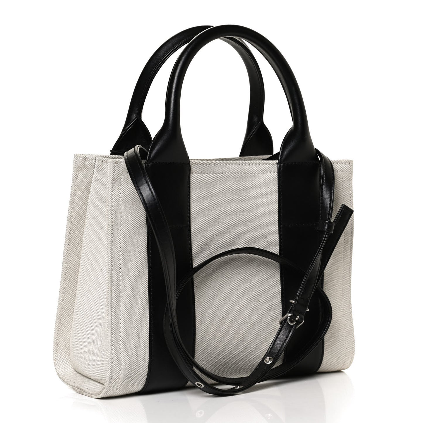 Cotton Canvas Calfskin Trade East West Tote XS Black