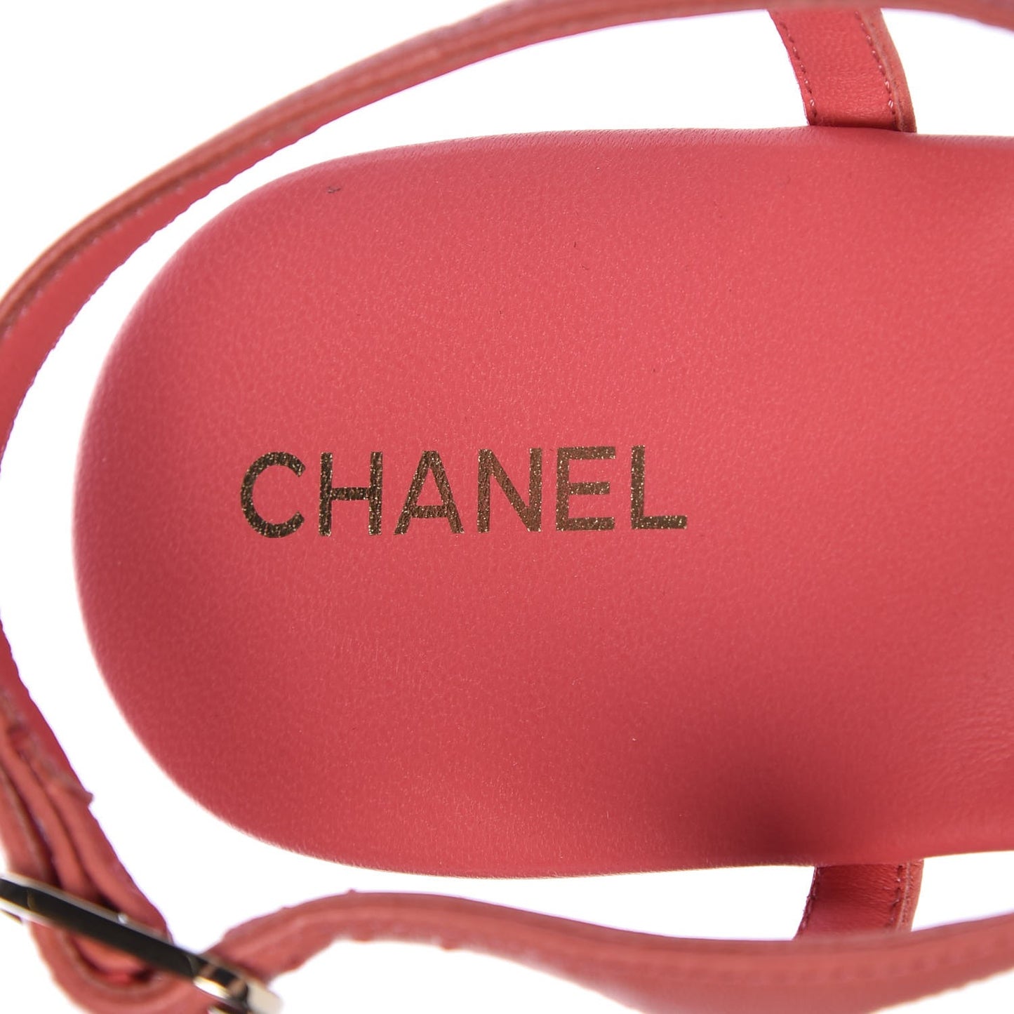 Lambskin Chain CC Logo Thong Sandals 40 Pink