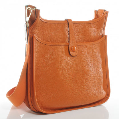 Hermes Taurillon Clemence Evelyne II PM Potiron Orange 3 of 7