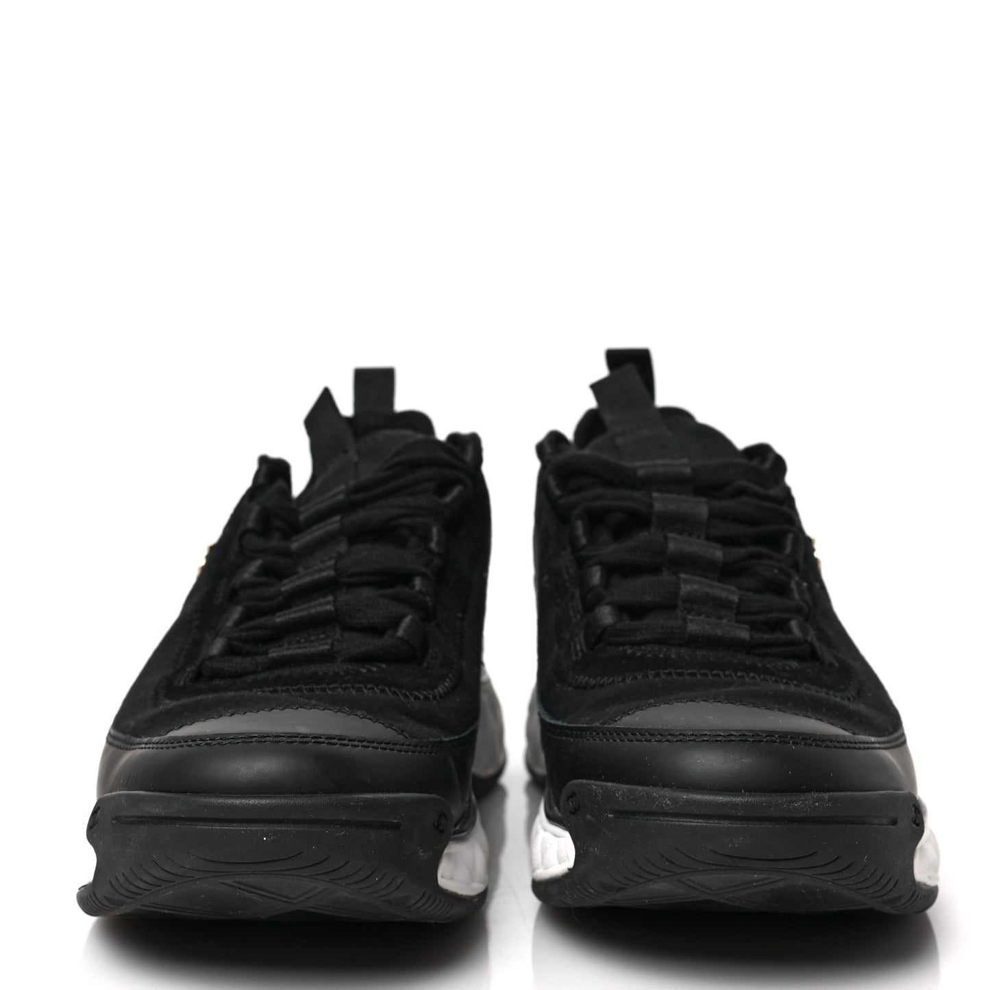 Velvet Calfskin Mixed Fibers CC Sneakers 38.5 Black