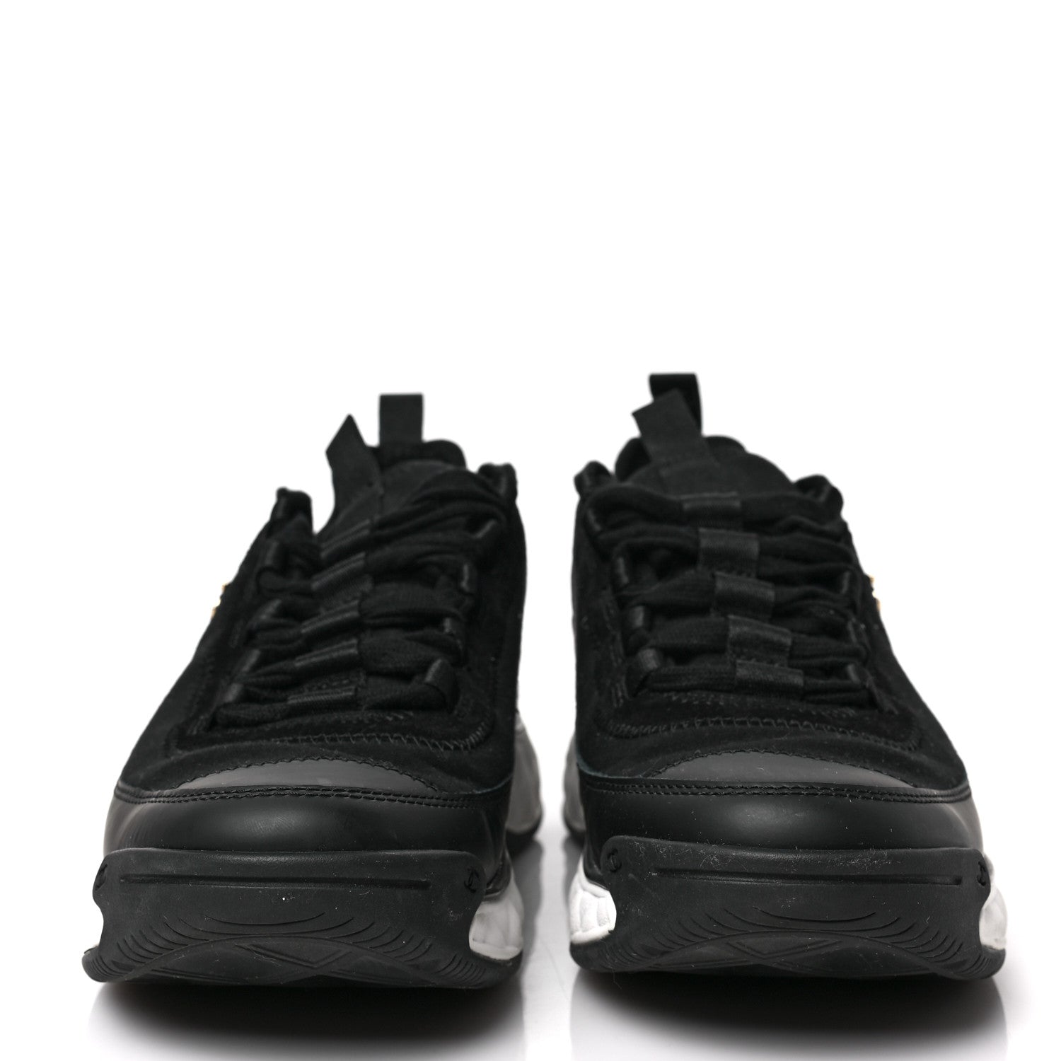 Chanel Velvet Calfskin Mixed Fibers CC Sneakers 38.5 Black 2 of 8
