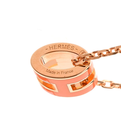 Hermes Lacquered Rose Gold Mini Pop H Pendant Necklace Orange 5 of 8