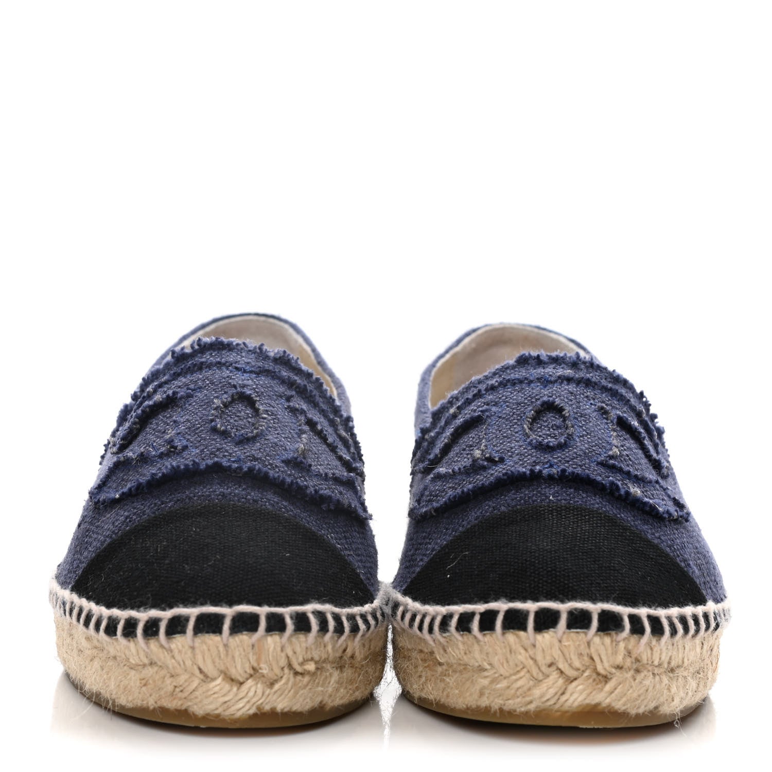 Chanel Denim Toile CC Espadrilles 37 Navy Black 2 of 15