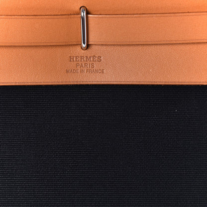 Hermes Toile Vache Calfskin Herbag Clutch Natural Black 7 of 10