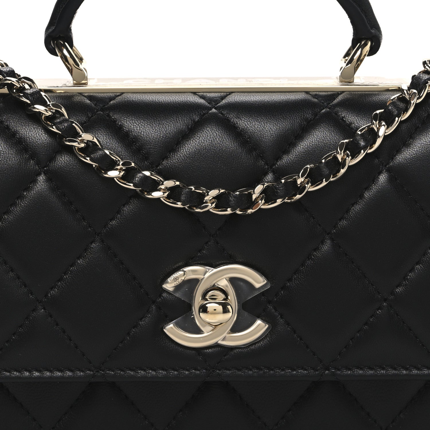 Chanel Lambskin Quilted Trendy CC Dual Handle Clutch With Chain Black 9 of 12