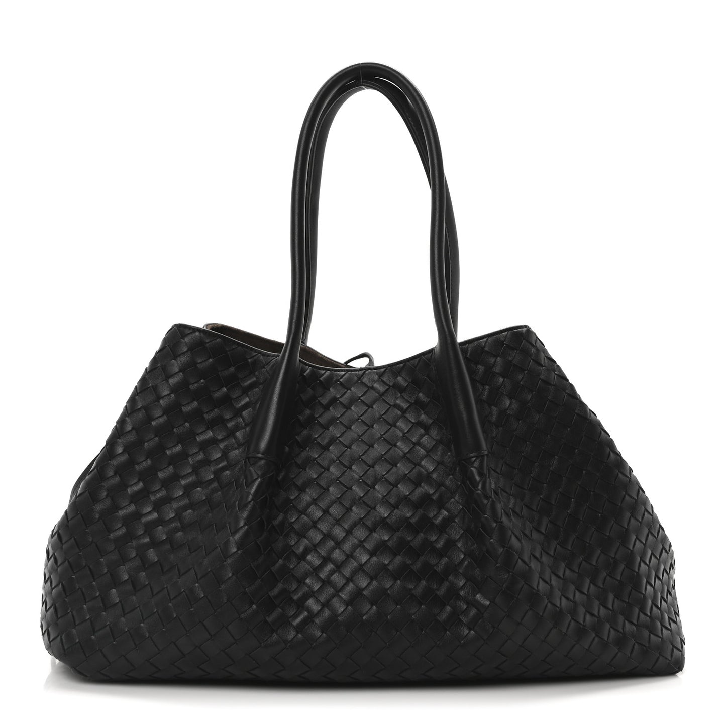 Calfskin Intrecciato Pinacoteca Reversible Tote Black Fondant