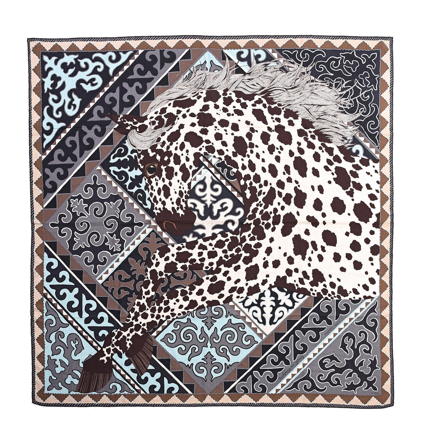 Cashmere Silk Appaloosa Des Steppes Shawl 140 Naturel Marron Ciel