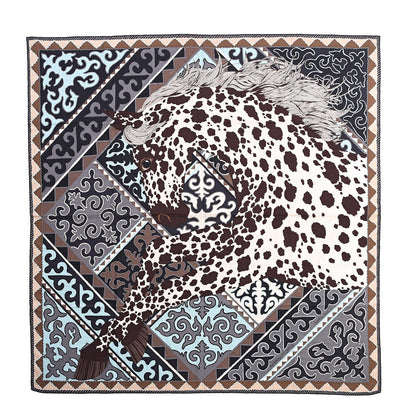 Hermes Cashmere Silk Appaloosa Des Steppes Shawl 140 Naturel Marron Ciel 1 of 7