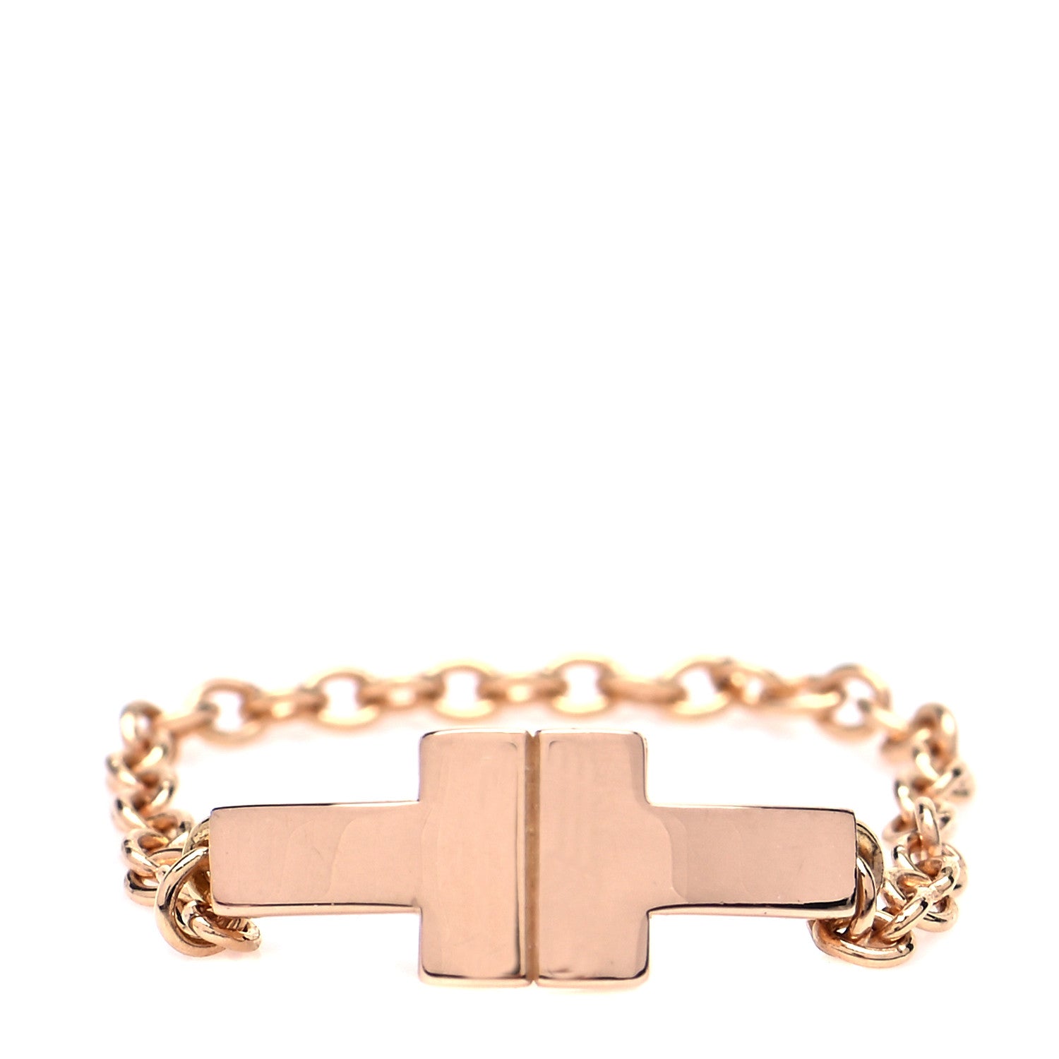 Tiffany 18K Rose Gold T Chain Ring 52 6 1 of 4