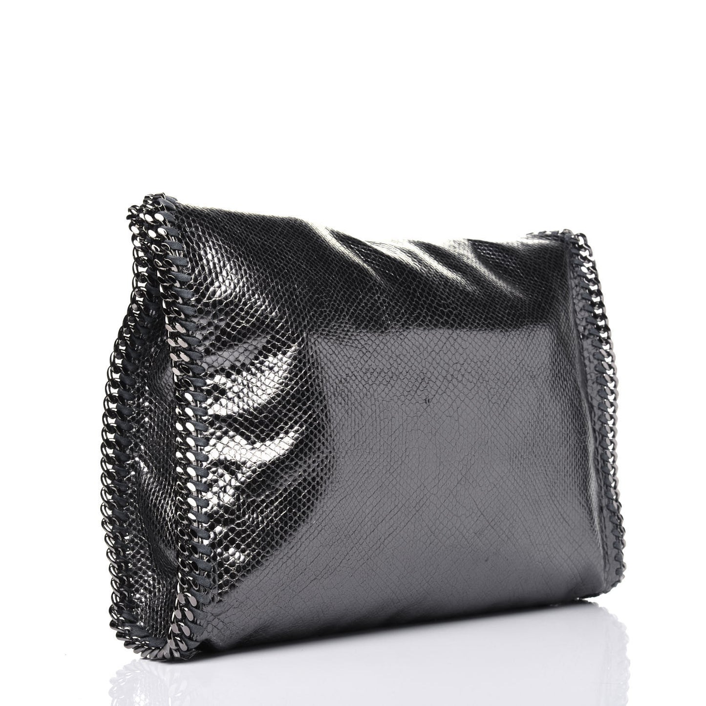 Metallic Snake Print Small Falabella Tote Ruthenium