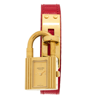 Hermes Stainless Steel Courchevel 20mm Kelly Cadena Quartz Watch Rouge 1 of 5