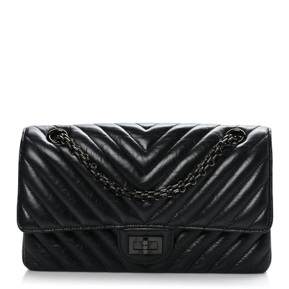 Chanel Aged Calfskin Chevron Quilted 2.55 Reissue 225 Flap So Black 1 of 9