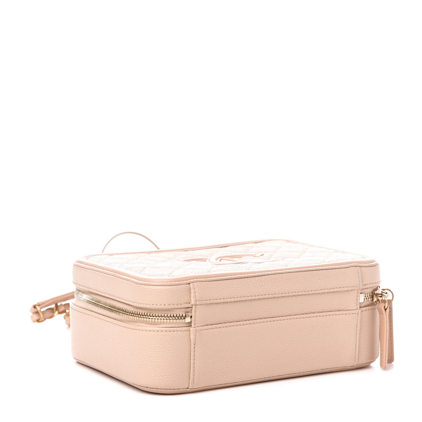 Caviar Quilted Medium CC Filigree Vanity Case Beige