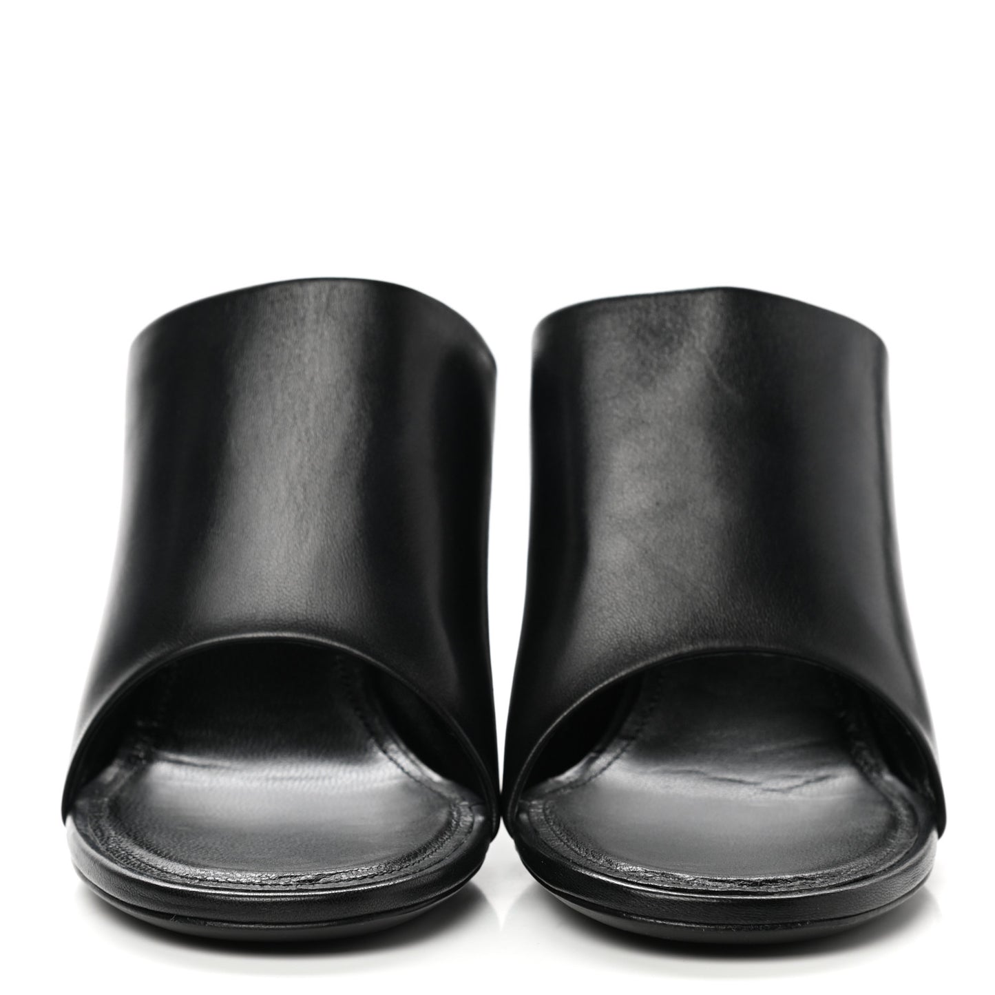 Shiny Sheepskin Oval 90mm Mule Pump 38 Black White