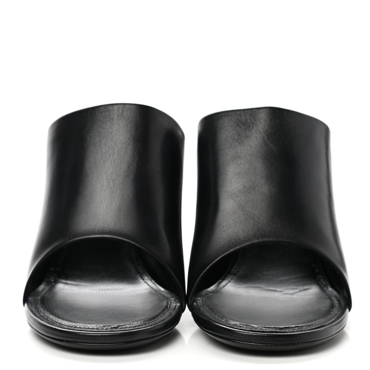 Balenciaga Shiny Sheepskin Oval 90mm Mule Pump 38 Black White 2 of 8
